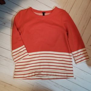 J. Crew Orange Stripped Crewneck Sweater